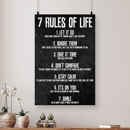 Rules of Life Motivational Poster Unframed, Printed on Premium Cardstock Paper Size 24''x36''