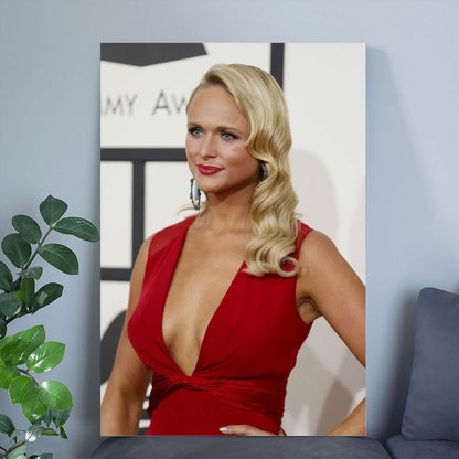 Miranda Lambert Blonde In Red Suit And Lips Picture Celebrity Print Size 24''x36''
