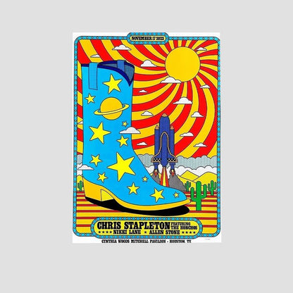 Music Poster CHRIS STAPLETON CONCERT POSTER Retro Style - Size 24''x36''