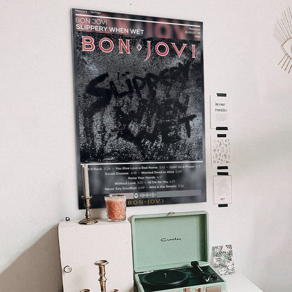 Bon Jovi Poster Slippery When Wet Poster Rock Music Poster Album Cover Poster Size 24''x36''
