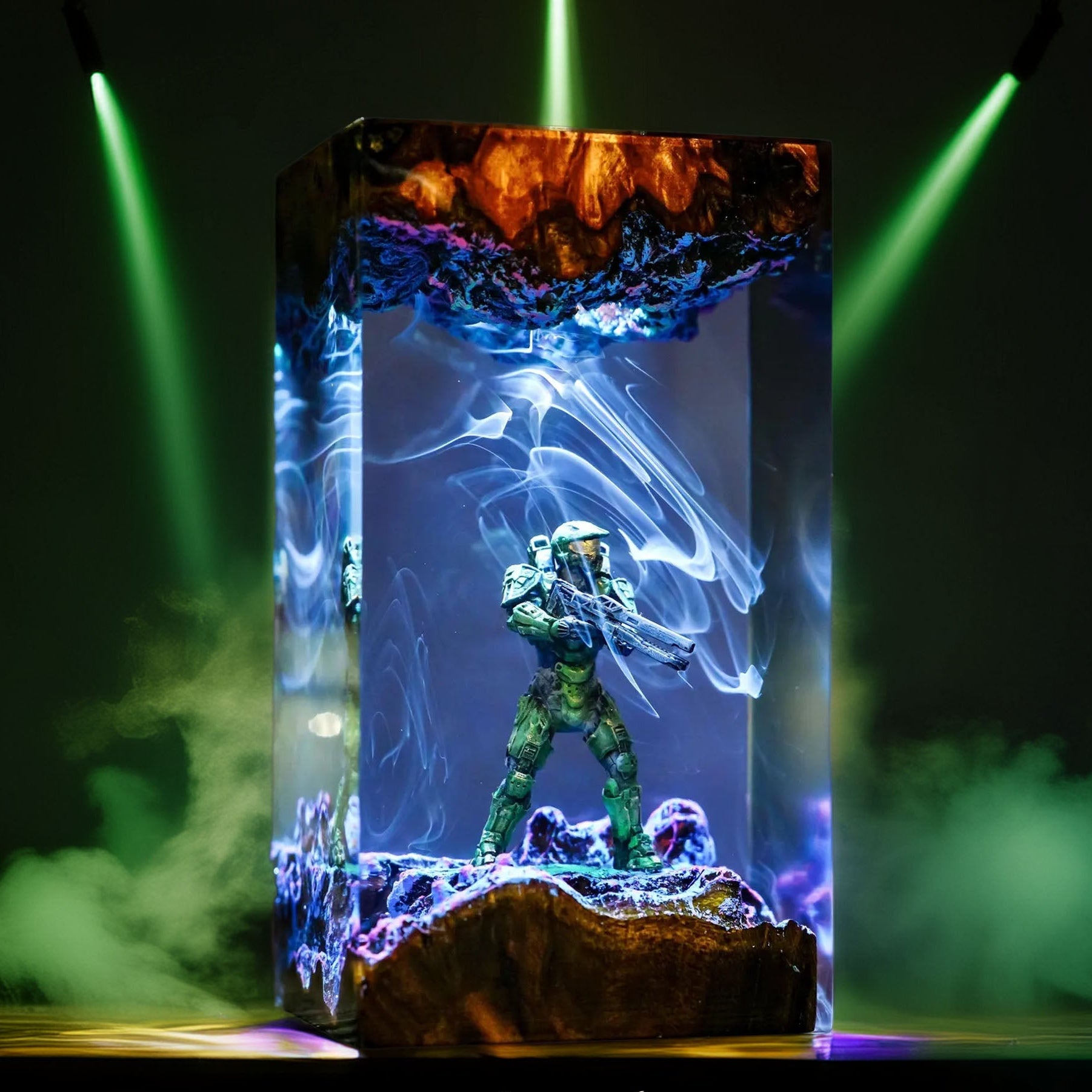 Green Spartan Soldier Resin Lamp