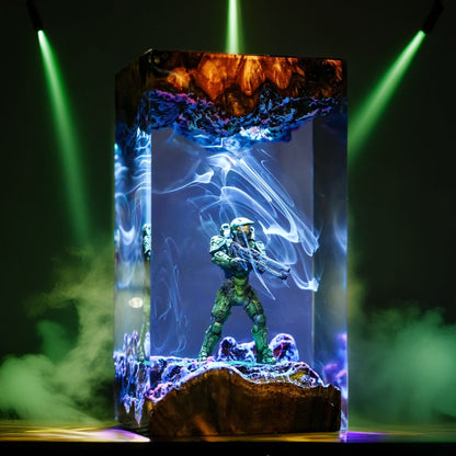 Green Spartan Soldier Resin Lamp