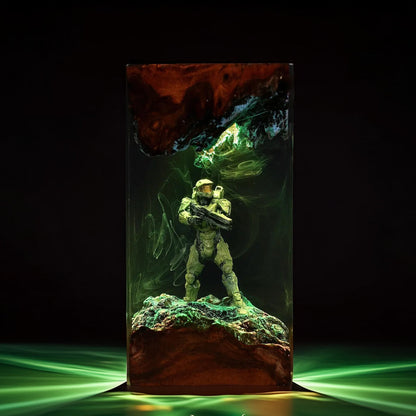 Green Spartan Soldier Resin Lamp
