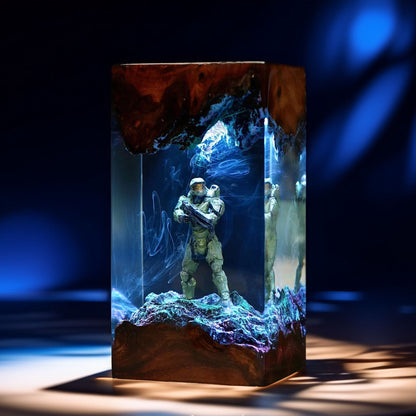 Green Spartan Soldier Resin Lamp