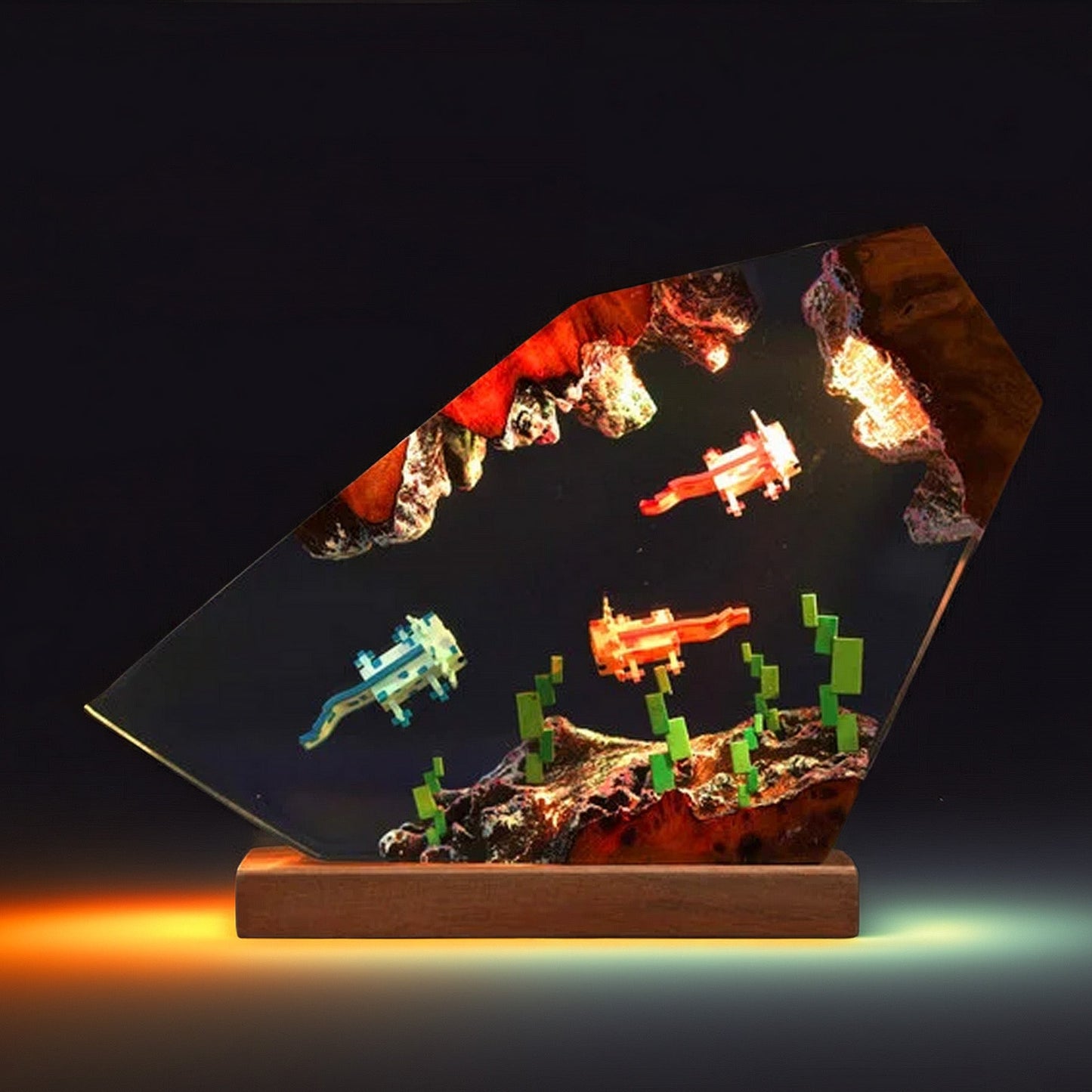 Pink Aquatic Salamander Resin Lamp