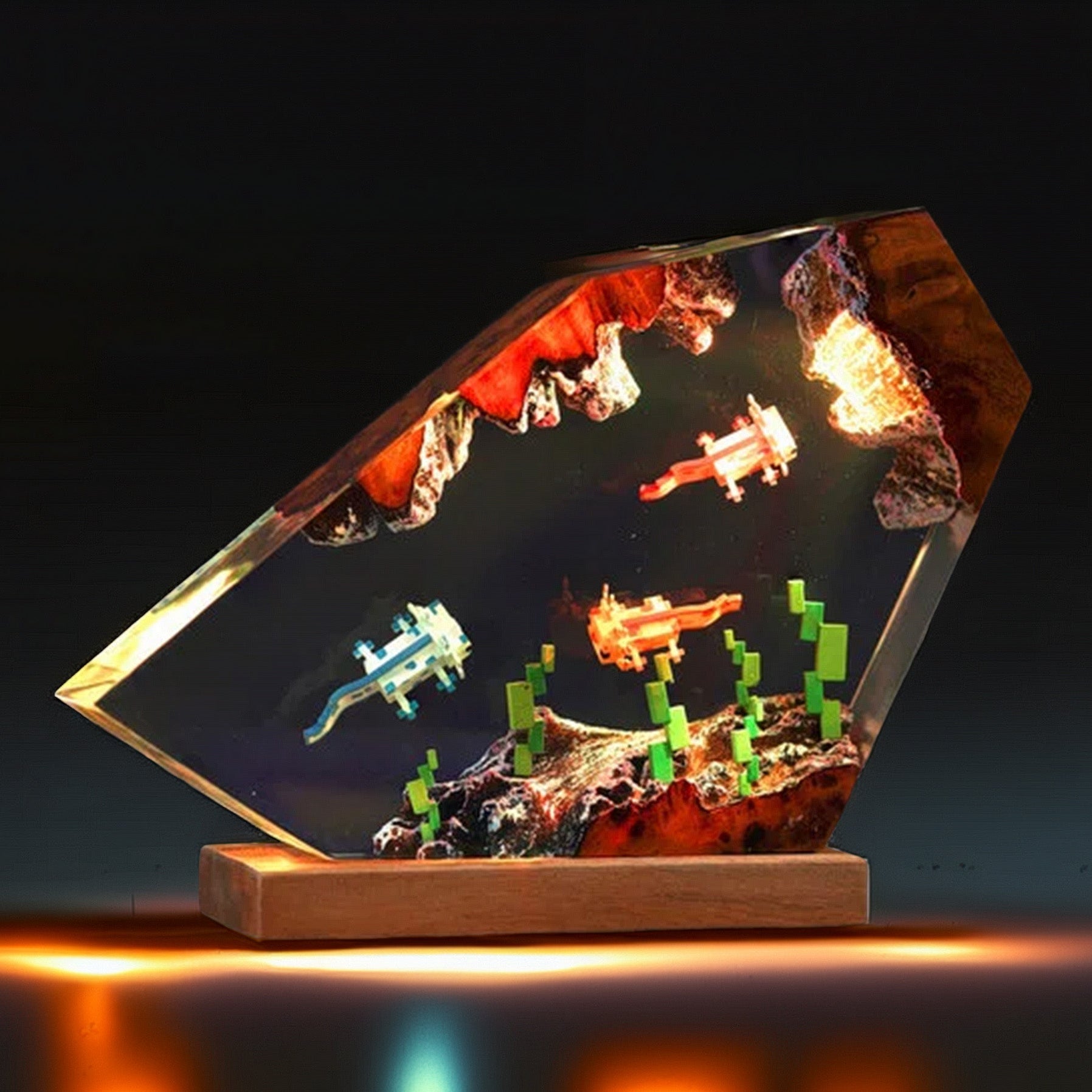 Pink Aquatic Salamander Resin Lamp