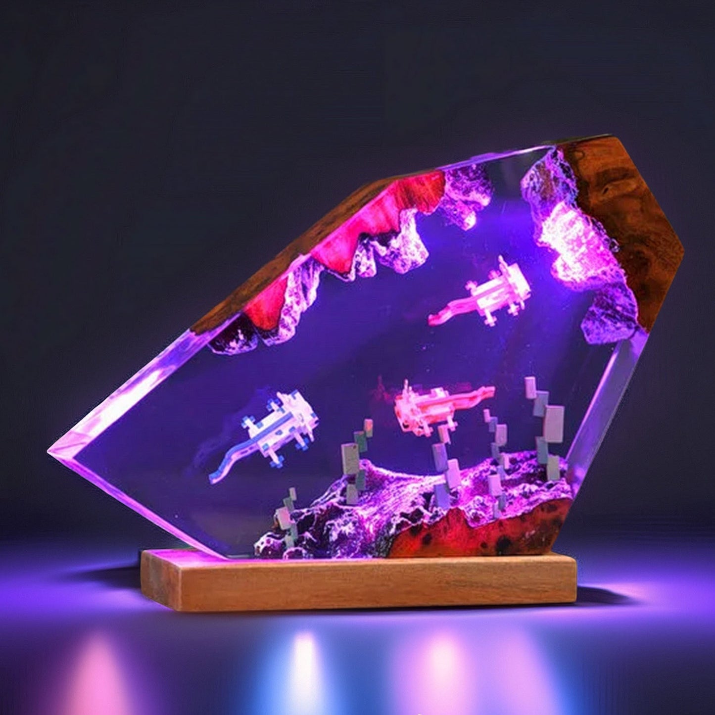 Pink Aquatic Salamander Resin Lamp
