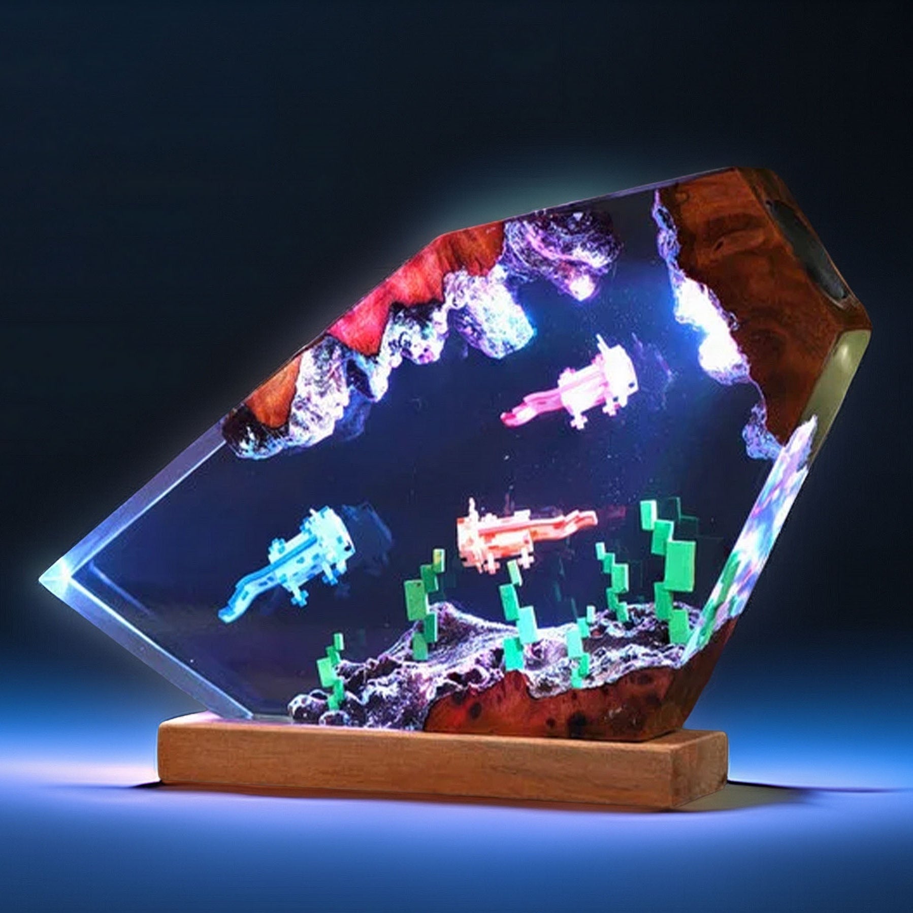 Pink Aquatic Salamander Resin Lamp