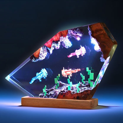 Pink Aquatic Salamander Resin Lamp