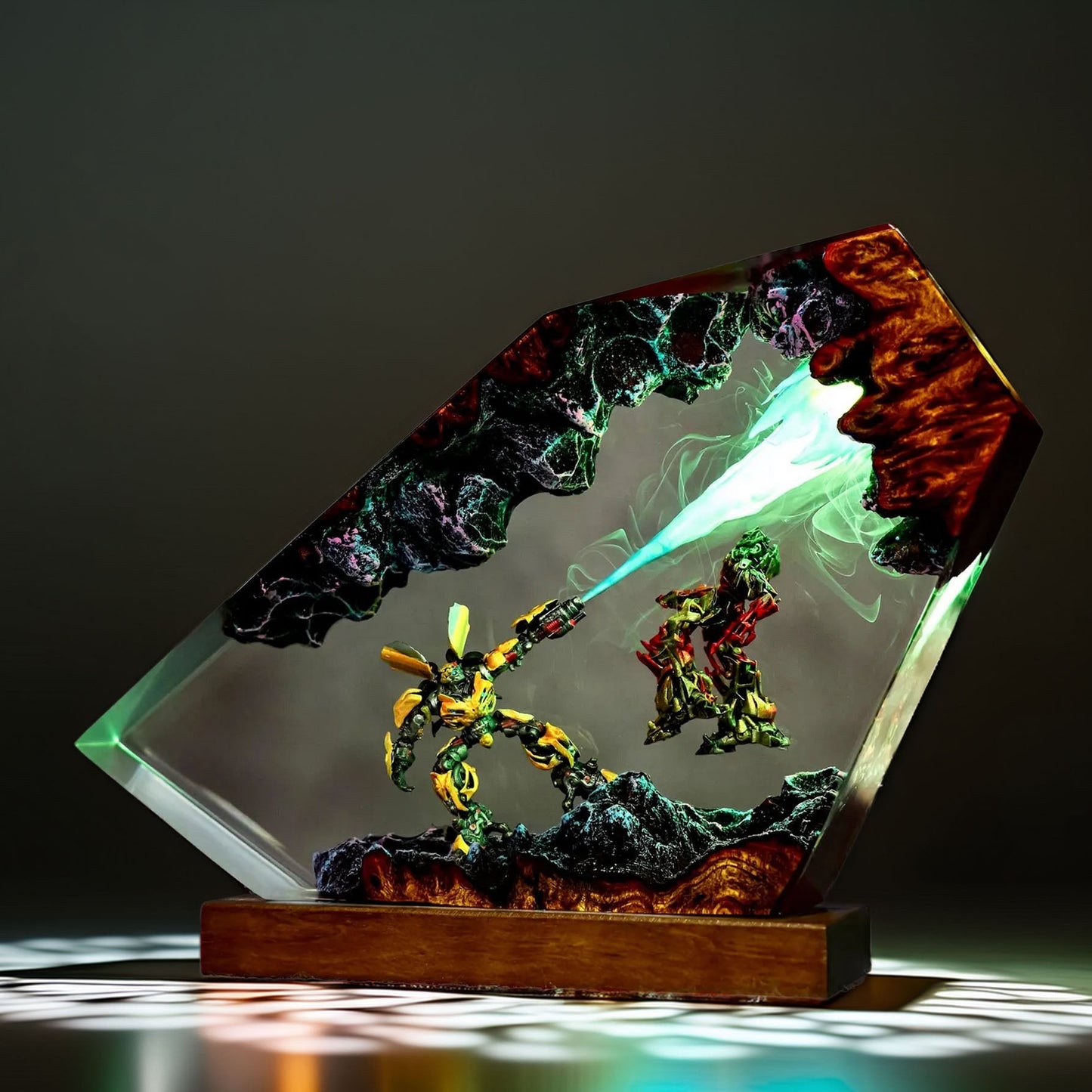 Yellow Mech vs Evil Robots Resin Lamp