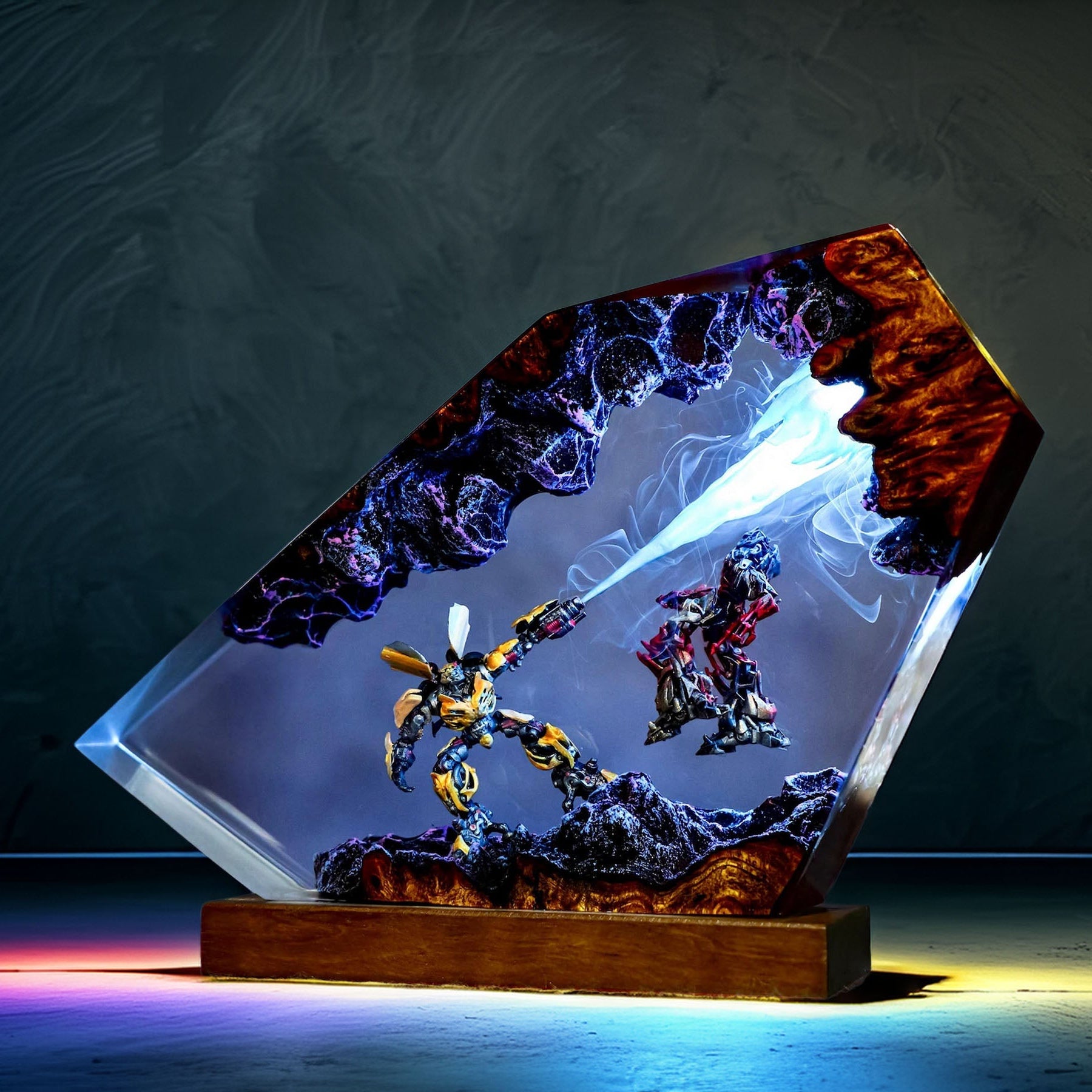 Yellow Mech vs Evil Robots Resin Lamp