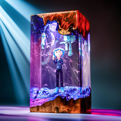 Button Eyed Girl Resin Lamp