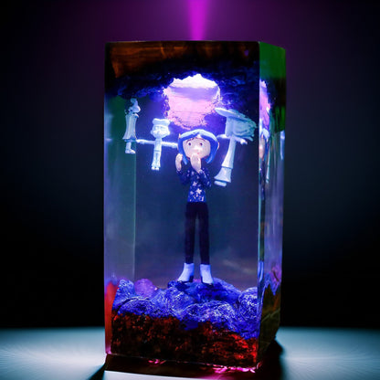 Button Eyed Girl Resin Lamp