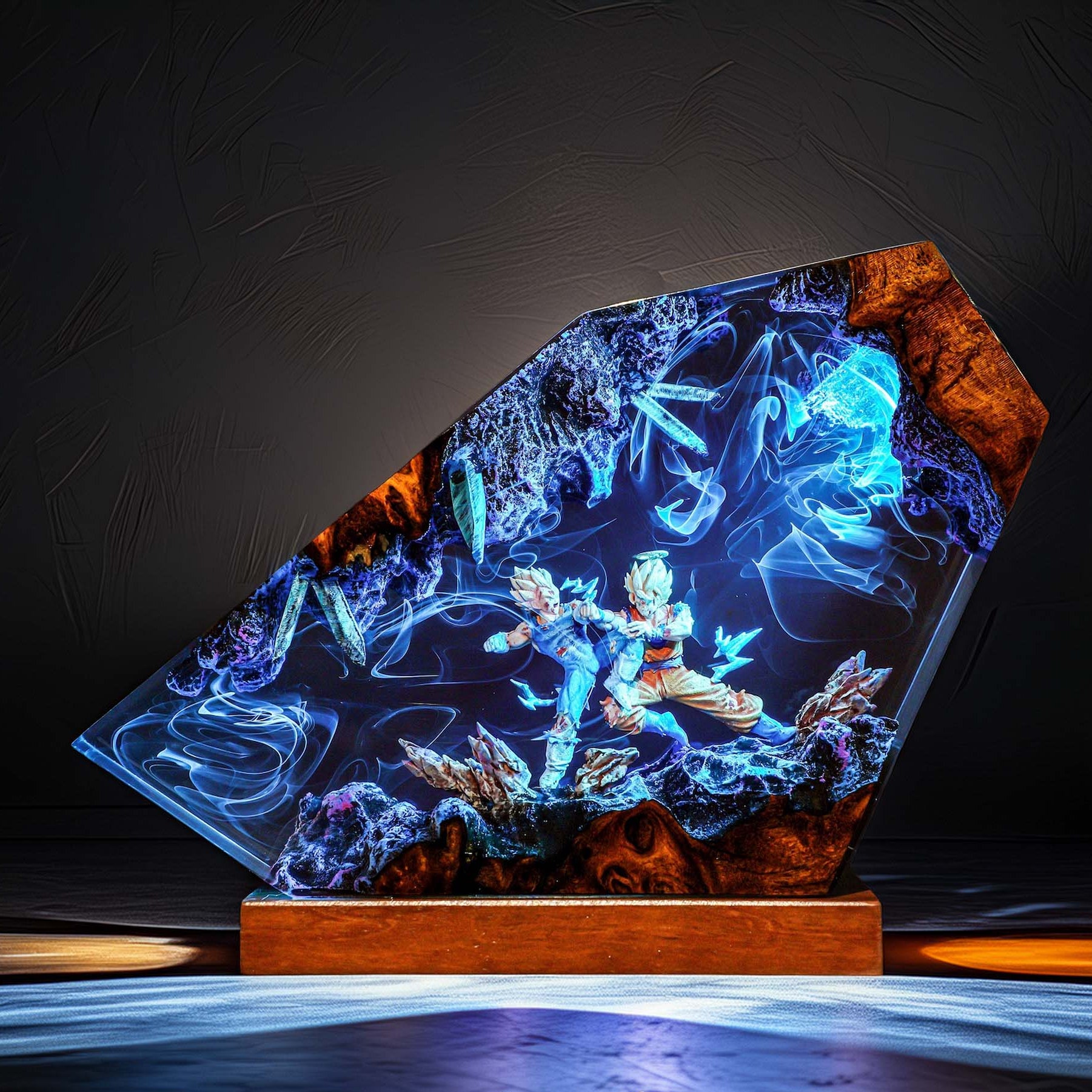 Cosmic Warrior Vs Royal Pride Warrior Resin Lamp