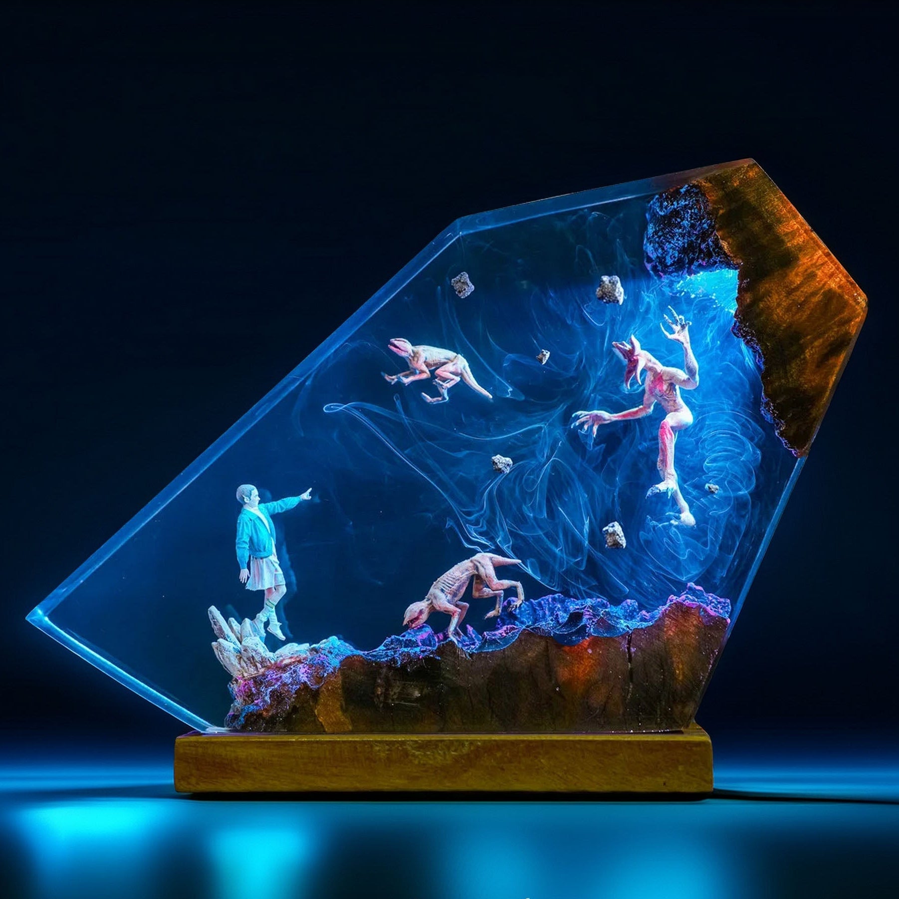 Telekinetic Girl Vs Beast Resin Lamp