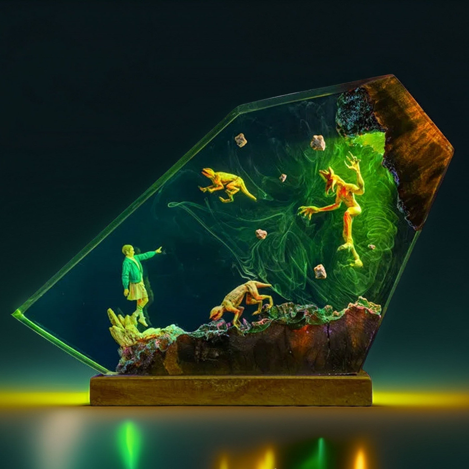 Telekinetic Girl Vs Beast Resin Lamp