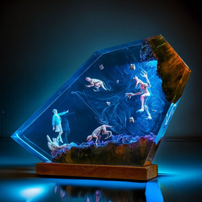 Telekinetic Girl Vs Beast Resin Lamp