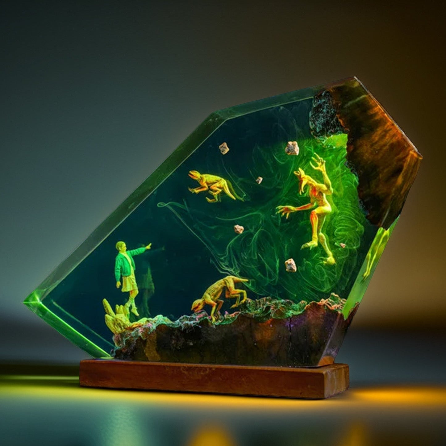 Telekinetic Girl Vs Beast Resin Lamp
