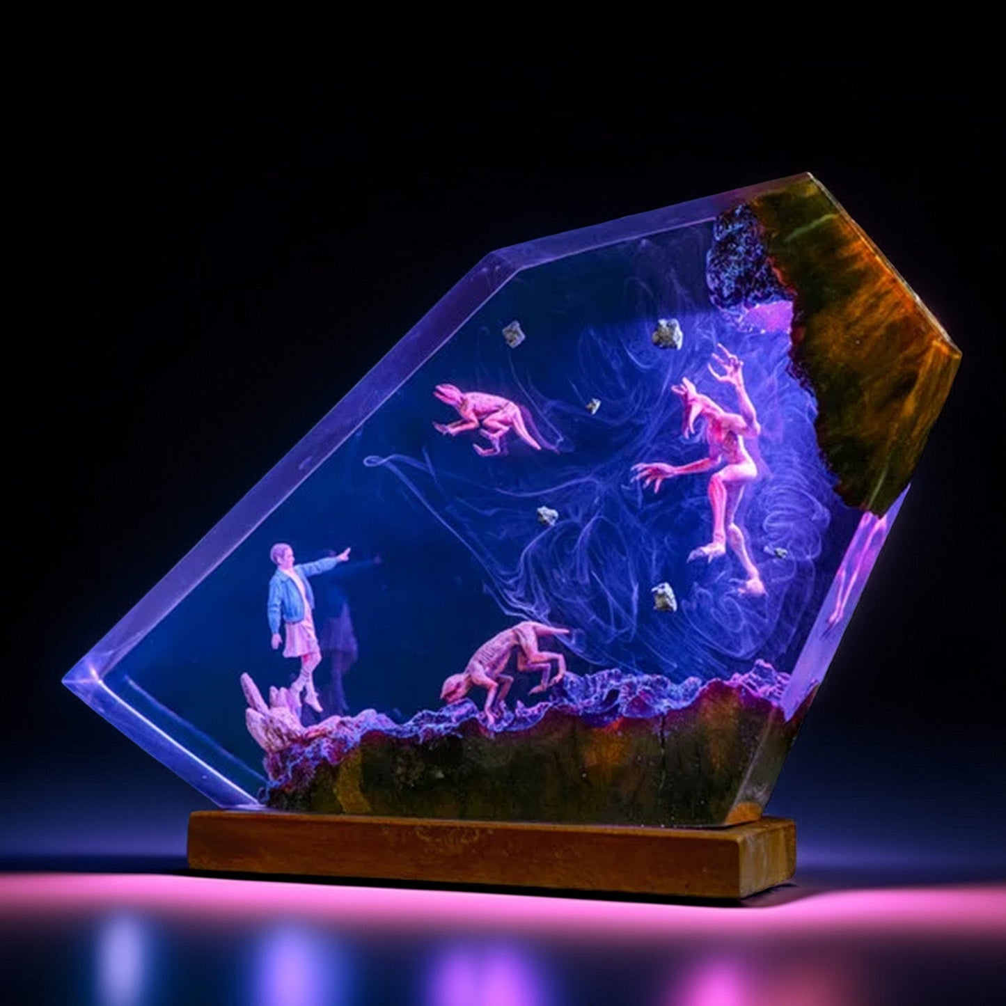 Telekinetic Girl Vs Beast Resin Lamp