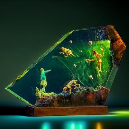 Telekinetic Girl Vs Beast Resin Lamp