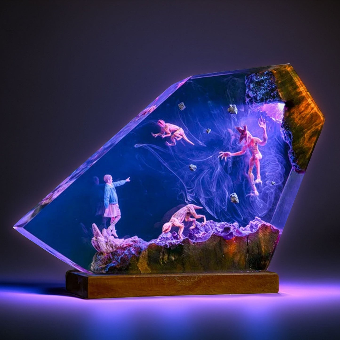 Telekinetic Girl Vs Beast Resin Lamp