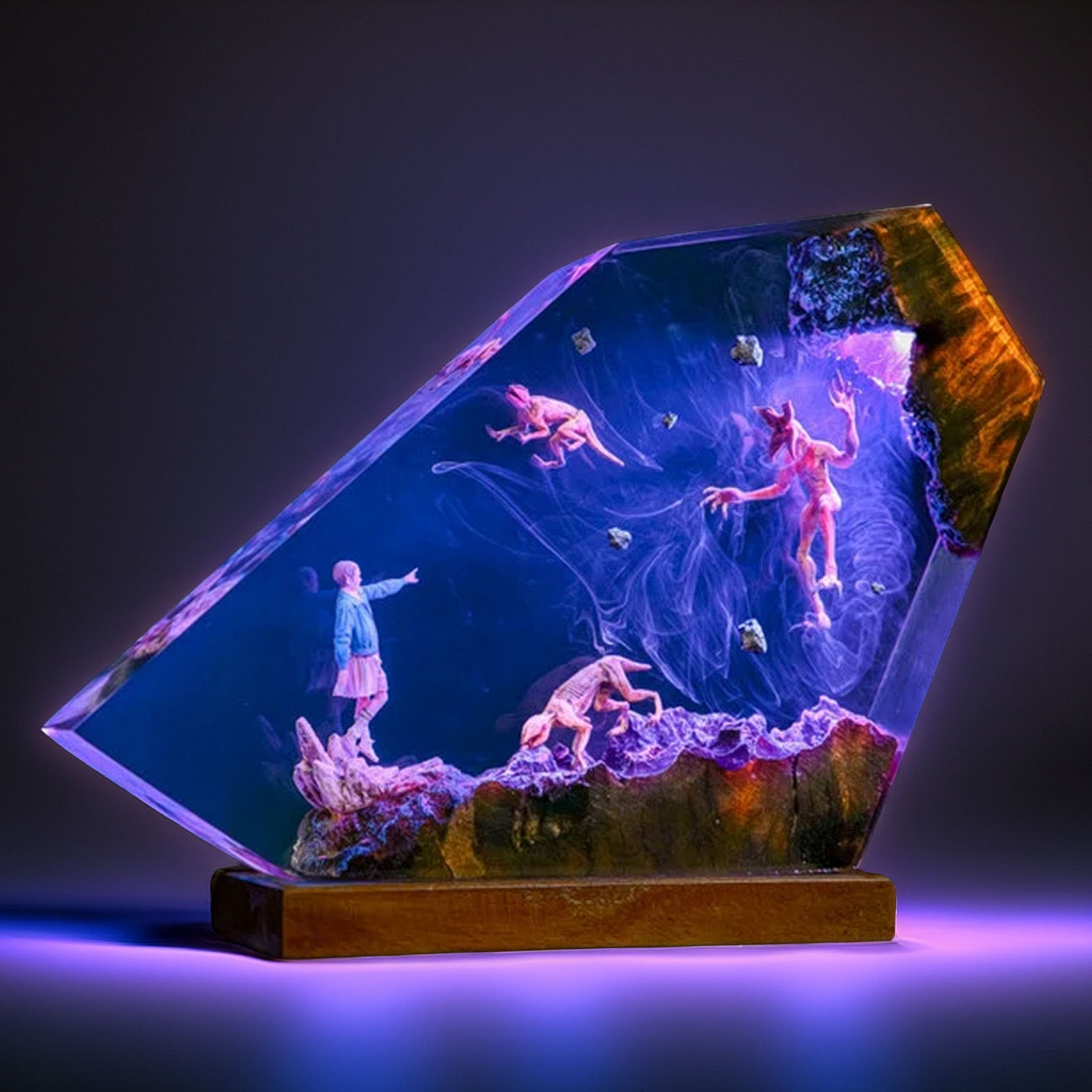 Telekinetic Girl Vs Beast Resin Lamp