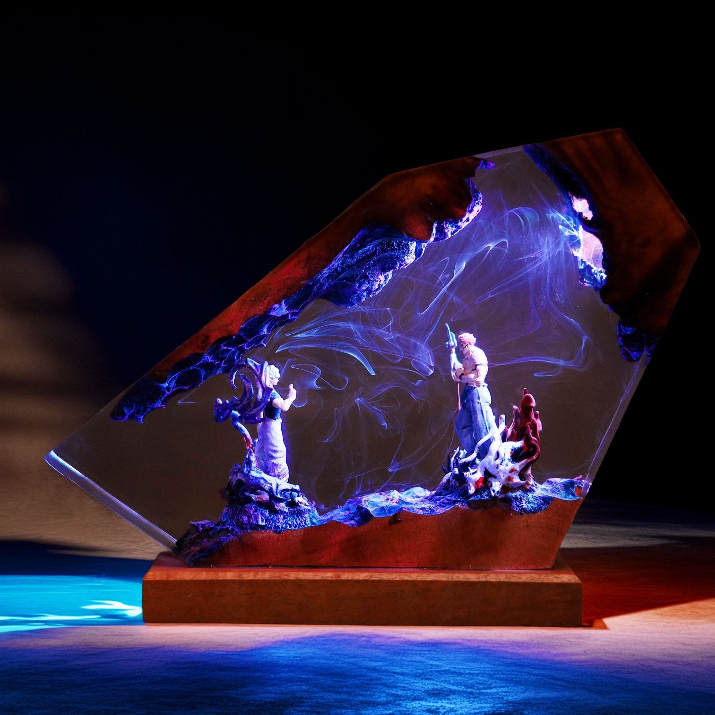 Six Eyes Blindfold Sorcerer Vs Four Armed Curse King Resin Lamp