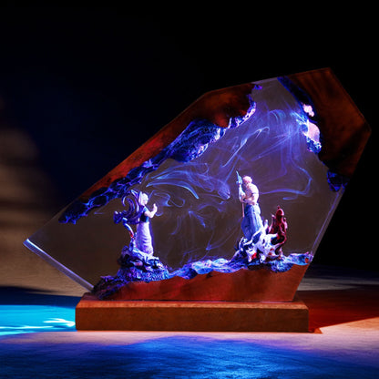 Six Eyes Blindfold Sorcerer Vs Four Armed Curse King Resin Lamp