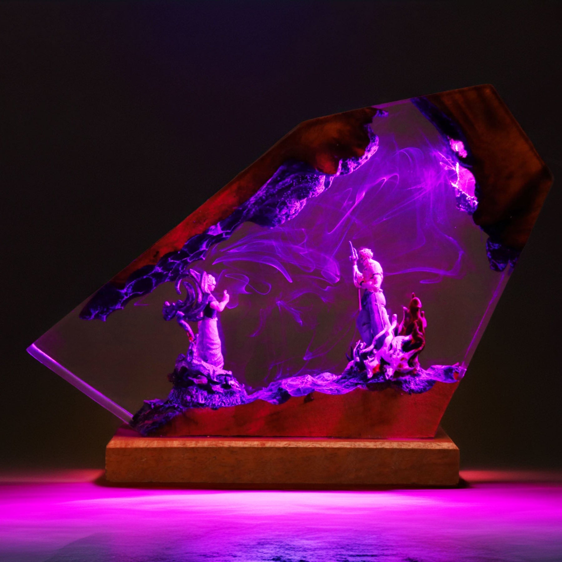 Six Eyes Blindfold Sorcerer Vs Four Armed Curse King Resin Lamp