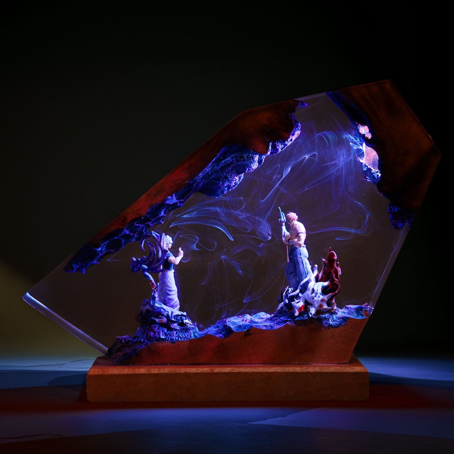 Six Eyes Blindfold Sorcerer Vs Four Armed Curse King Resin Lamp