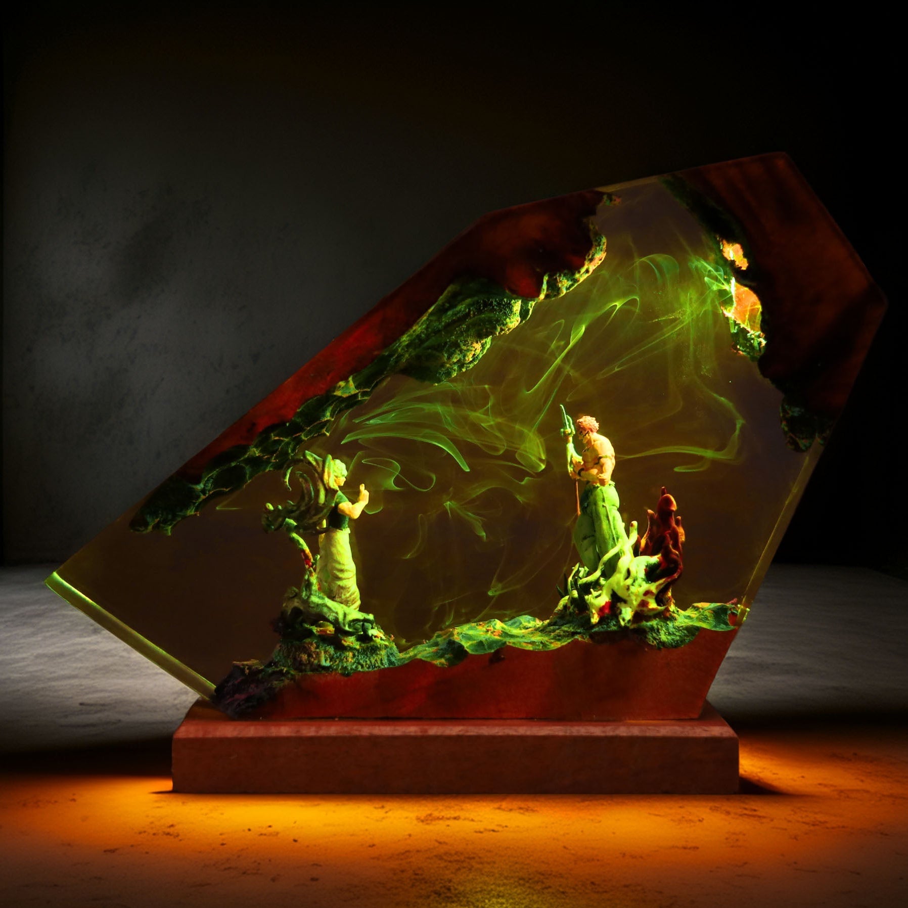 Six Eyes Blindfold Sorcerer Vs Four Armed Curse King Resin Lamp