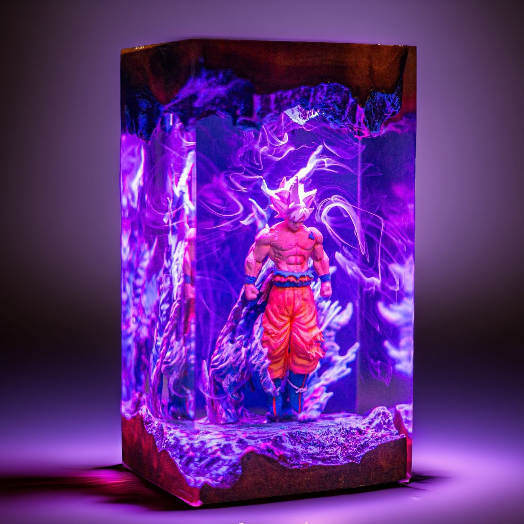 Silver Haired Cosmic Warrior Resin Lamp