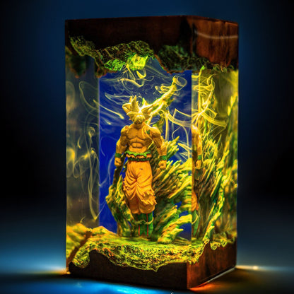 Silver Haired Cosmic Warrior Resin Lamp