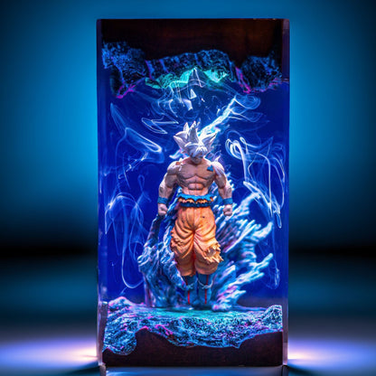 Silver Haired Cosmic Warrior Resin Lamp