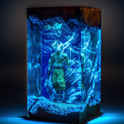 Silver Haired Cosmic Warrior Resin Lamp