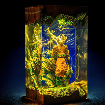 Silver Haired Cosmic Warrior Resin Lamp