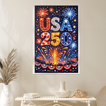 Semiquincentennial America 250 (1776–2026) Farmhouse Patriotic Decor – Rustic Independence Wall Print - Parchment Art