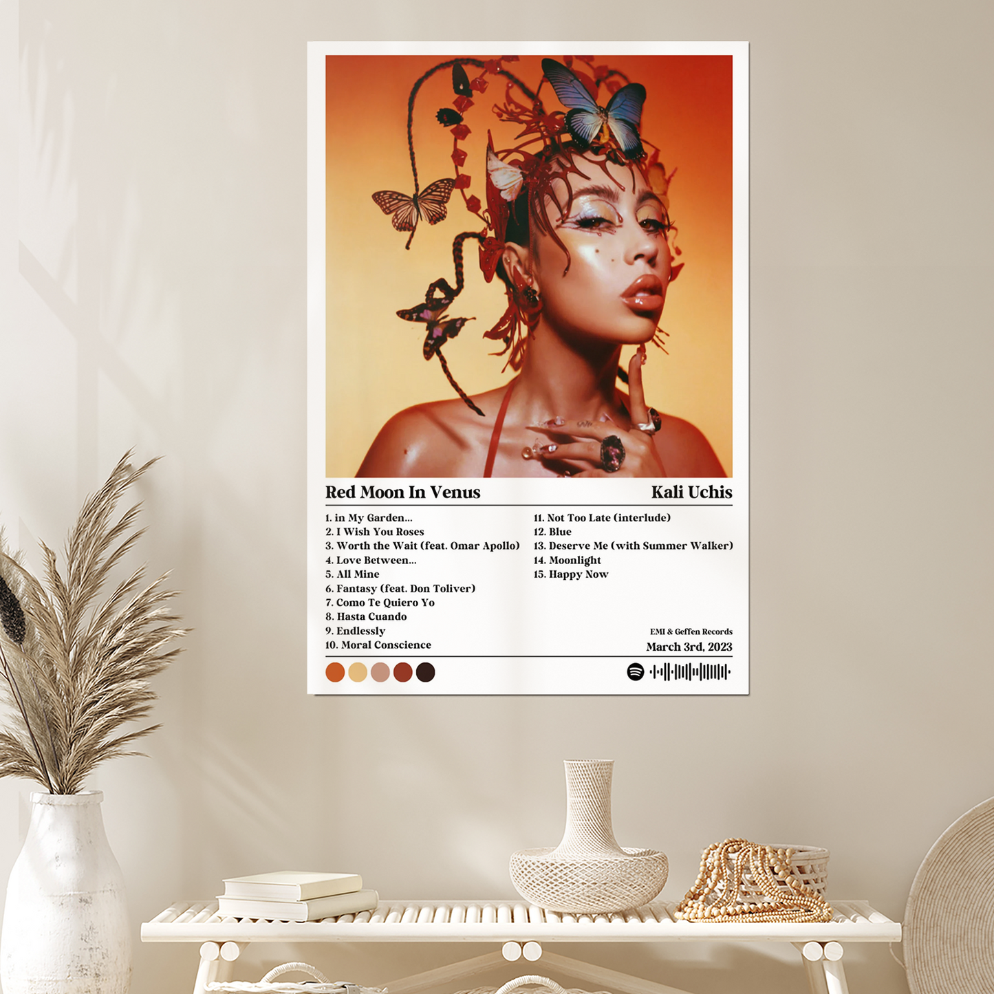 Kali Uchis Red Moon In Venus Album Cover Poster Wall Art Size 24''x36''