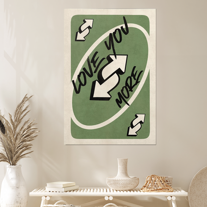 Love You More Poster, Green Retro Wall Art Poster Size 24''x36''