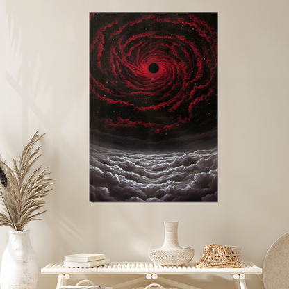 Black Hole Poster, Red Nebula Wall Art, Dark Space Decor