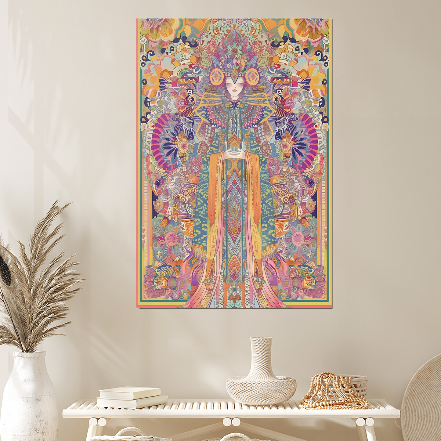 Mystical Goddess Art Print: Psychedelic Mandala Poster