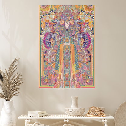 Mystical Goddess Art Print: Psychedelic Mandala Poster