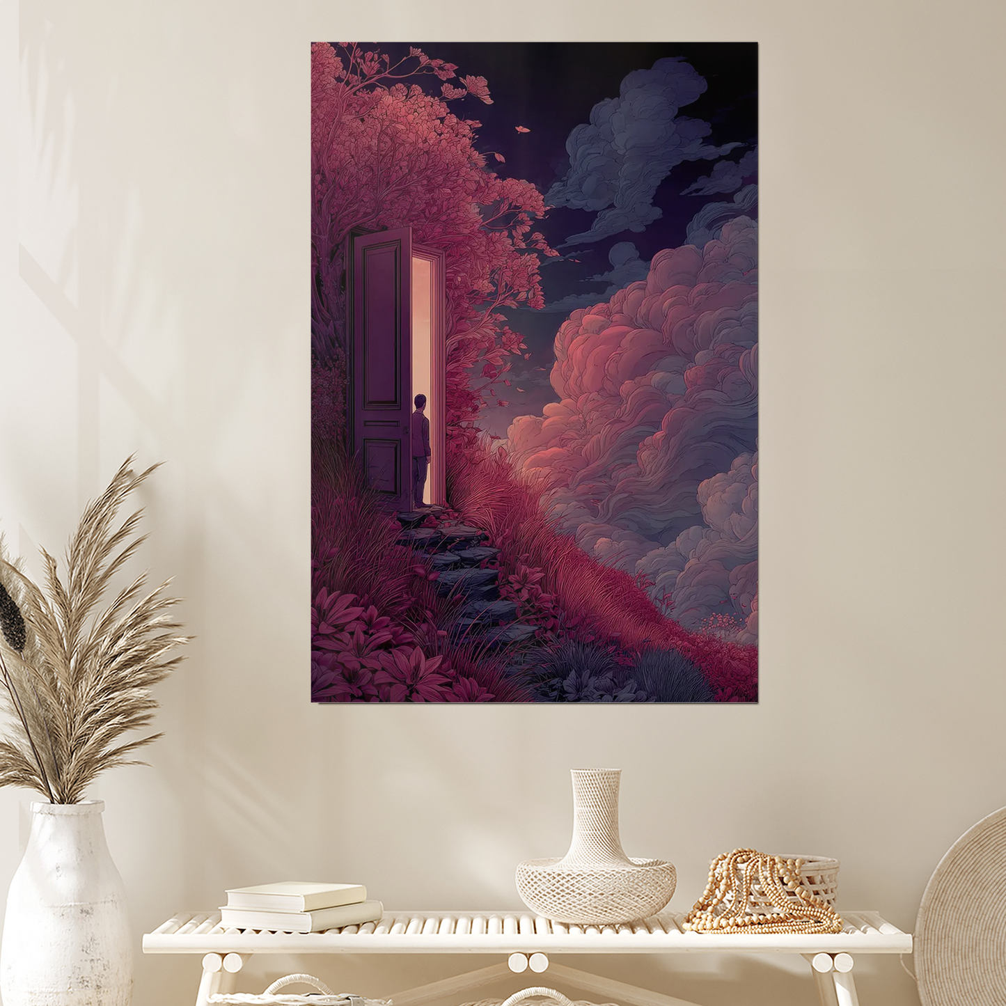 Surreal Fantasy Wall Art Poster, Dreamscape Portal Illustration Print, Mystical Modern Home Decor