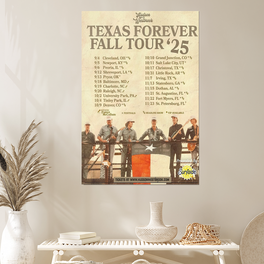 Hudson Westbrook Texas Forever Fall Tour 2025 Poster Vintage Style Size 24''x36''