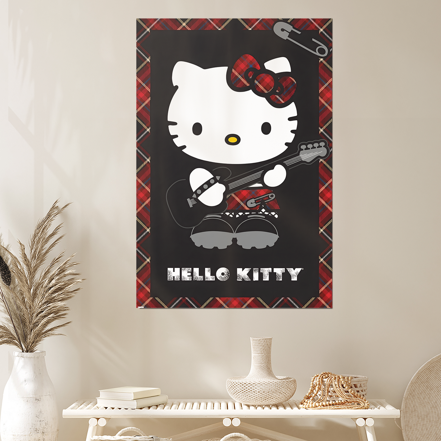 Hello Kitty 22 Punk Red Wall Poster Guitar Version Size 24''x36''