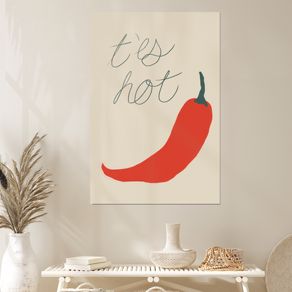 T'ES HOT // Abstract Poster, Minimalist Art Print, Hot Pepper Poster, Funny Quote,