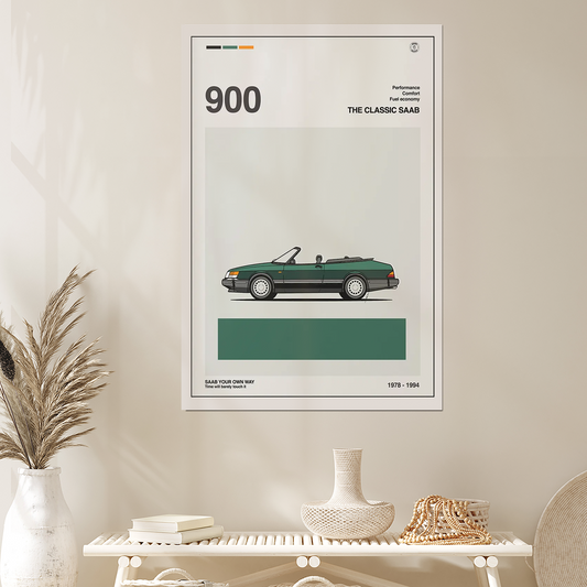 Vintage SAAB 900 convertible Poster Size 24''x36''