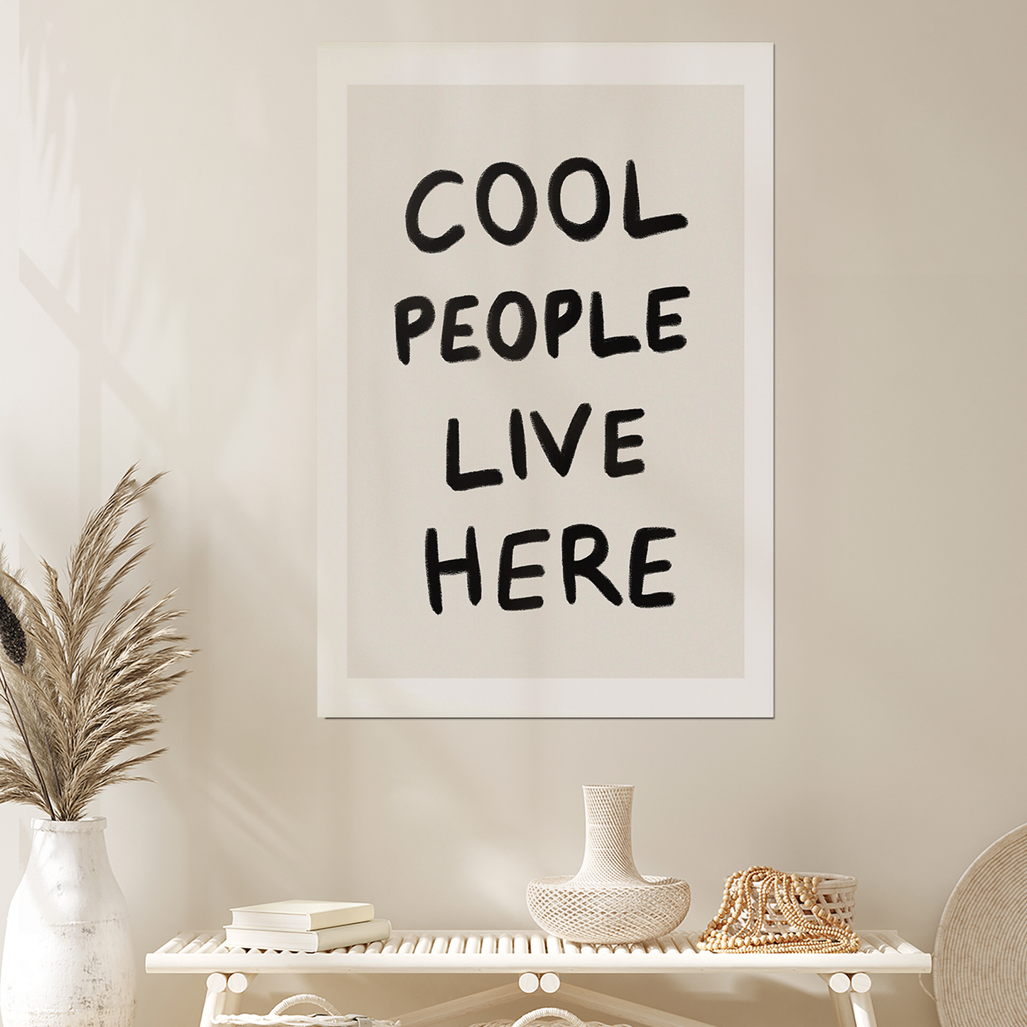 Cool People Live Here Wall Art, Typography Wall Art, Funny Quote Print, Modern Living Room Art, Trendy Dorm Room Poster, Guest Check Print