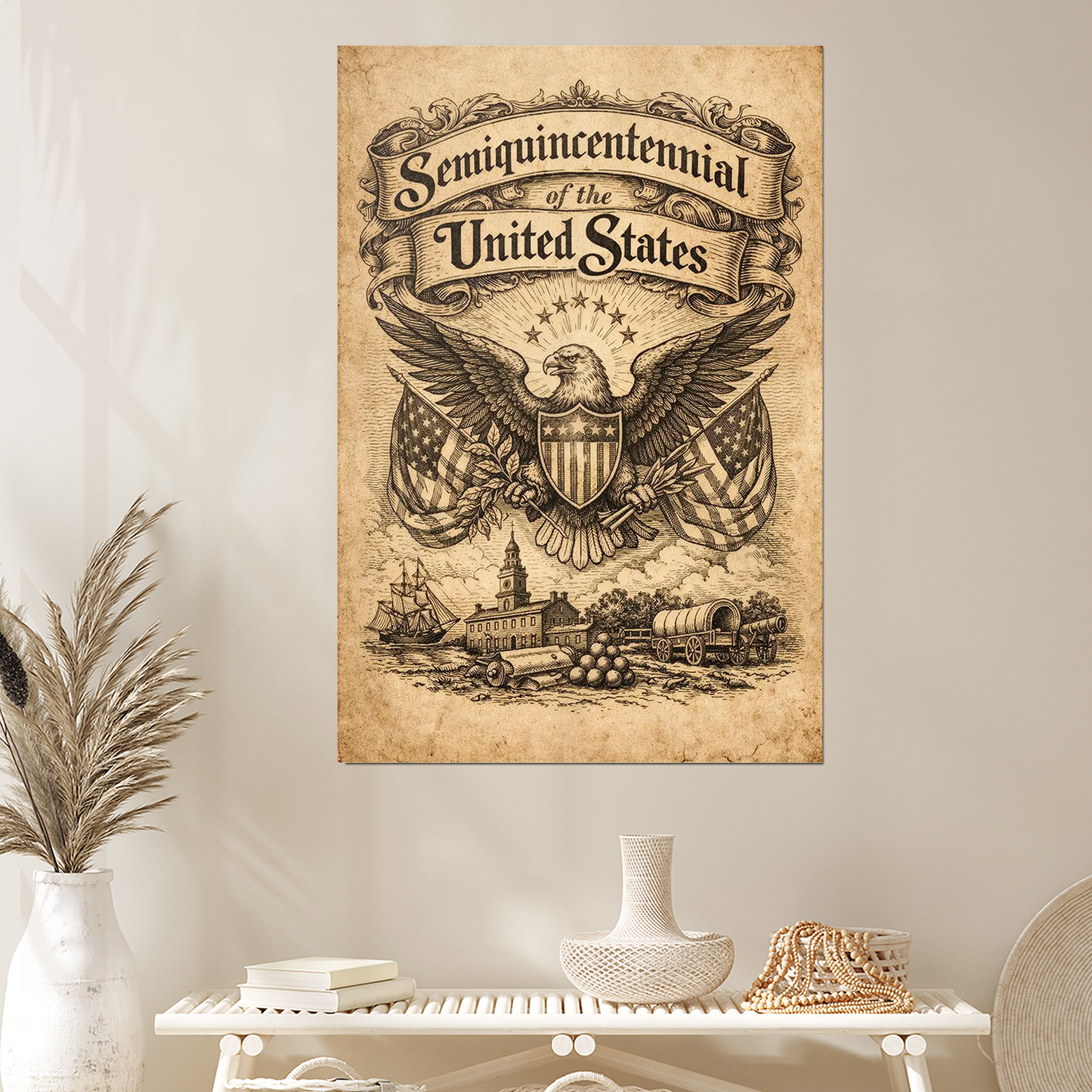 America 250 (1776–2026) Farmhouse Patriotic Decor – Rustic Independence Wall Print - Chalkboard Art