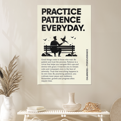Practice Patience Typography Art Print: Motivational Home Office Decor